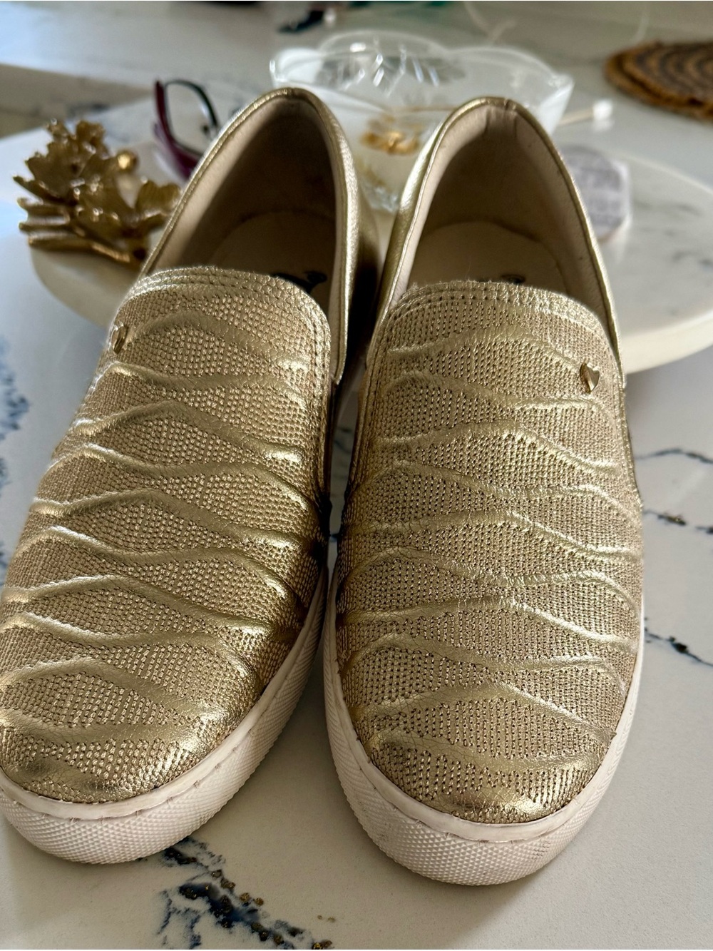 Metallic Gold Slip-On Sneakers for Women